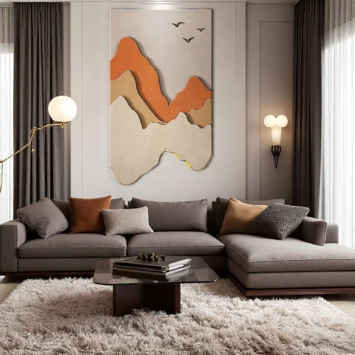 Abstract Horizon Birds Landscape Art (60 x 90 CM)