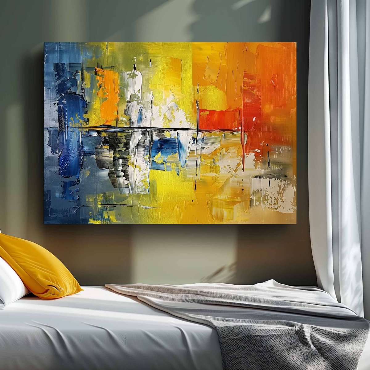 Abstract:Azure Intersection Canvas Wall Painting (36 x 24 Inches)