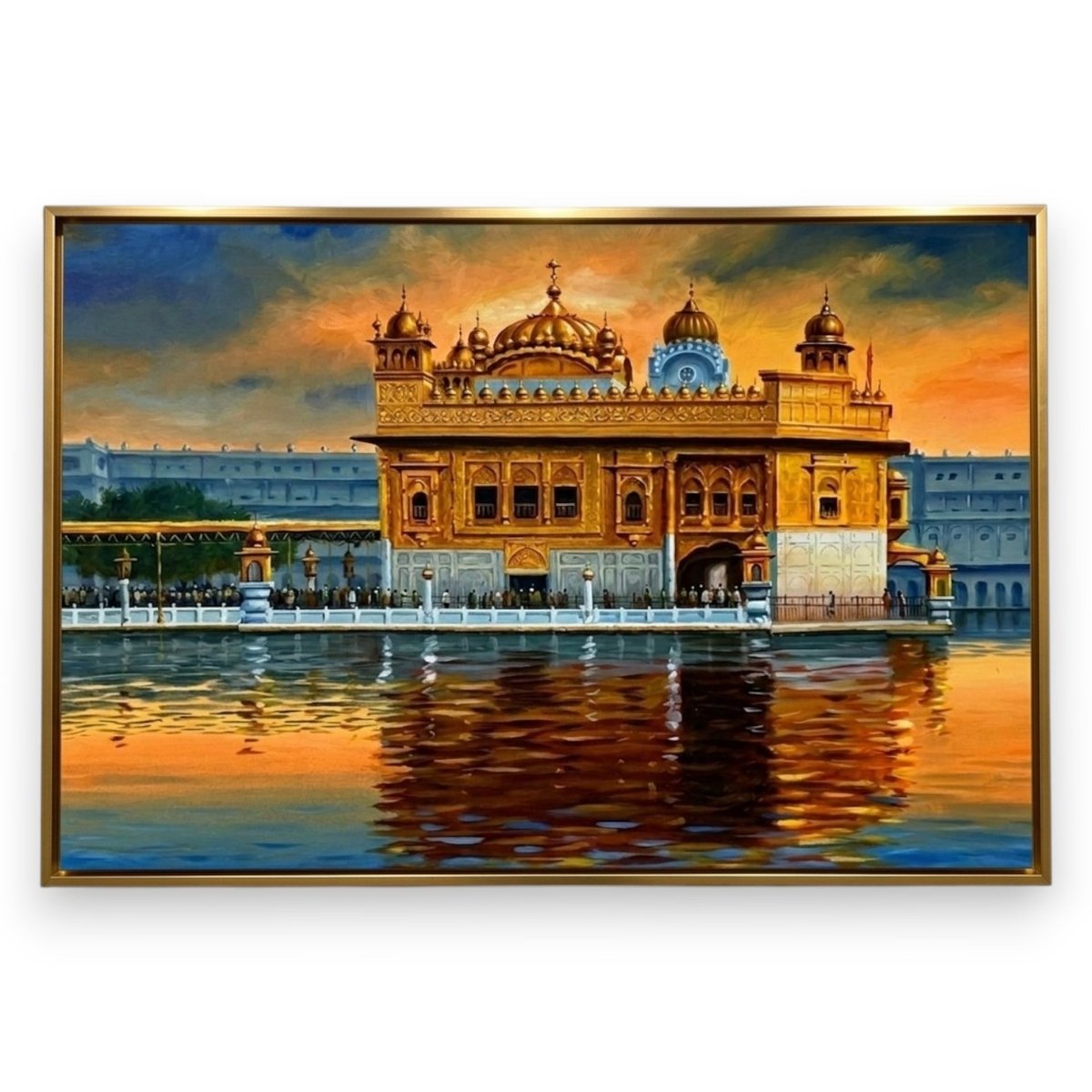 Amrit Sarovar Sunset: Divine Golden Temple Painting (24 x 36 Inches)