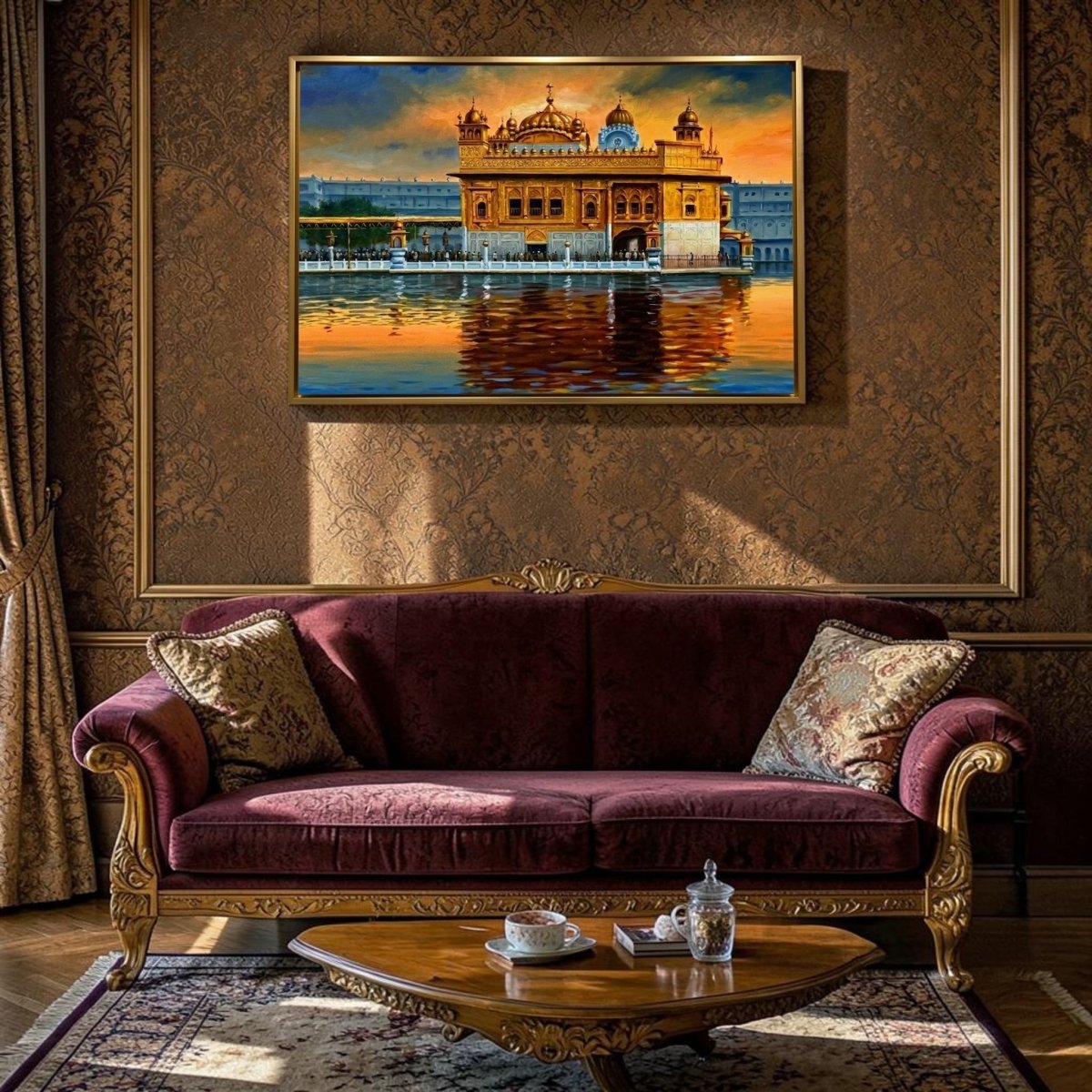 Amrit Sarovar Sunset: Divine Golden Temple Painting (24 x 36 Inches)