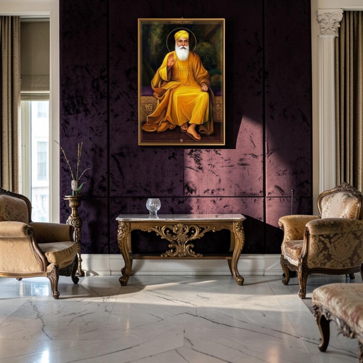 Anand Karaj Decor: Eternal Peace Guru Nanak Sketch (24 x 36 Inches)