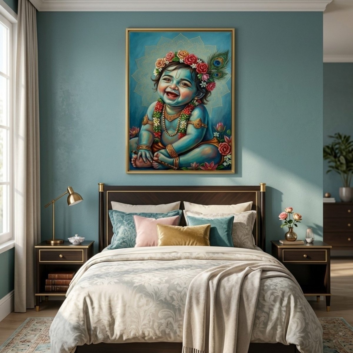 Ananda Kanhaiya: Krishana's Radiant Joy: Childhood Divinity in Full Bloom (24 x 36 Inches)