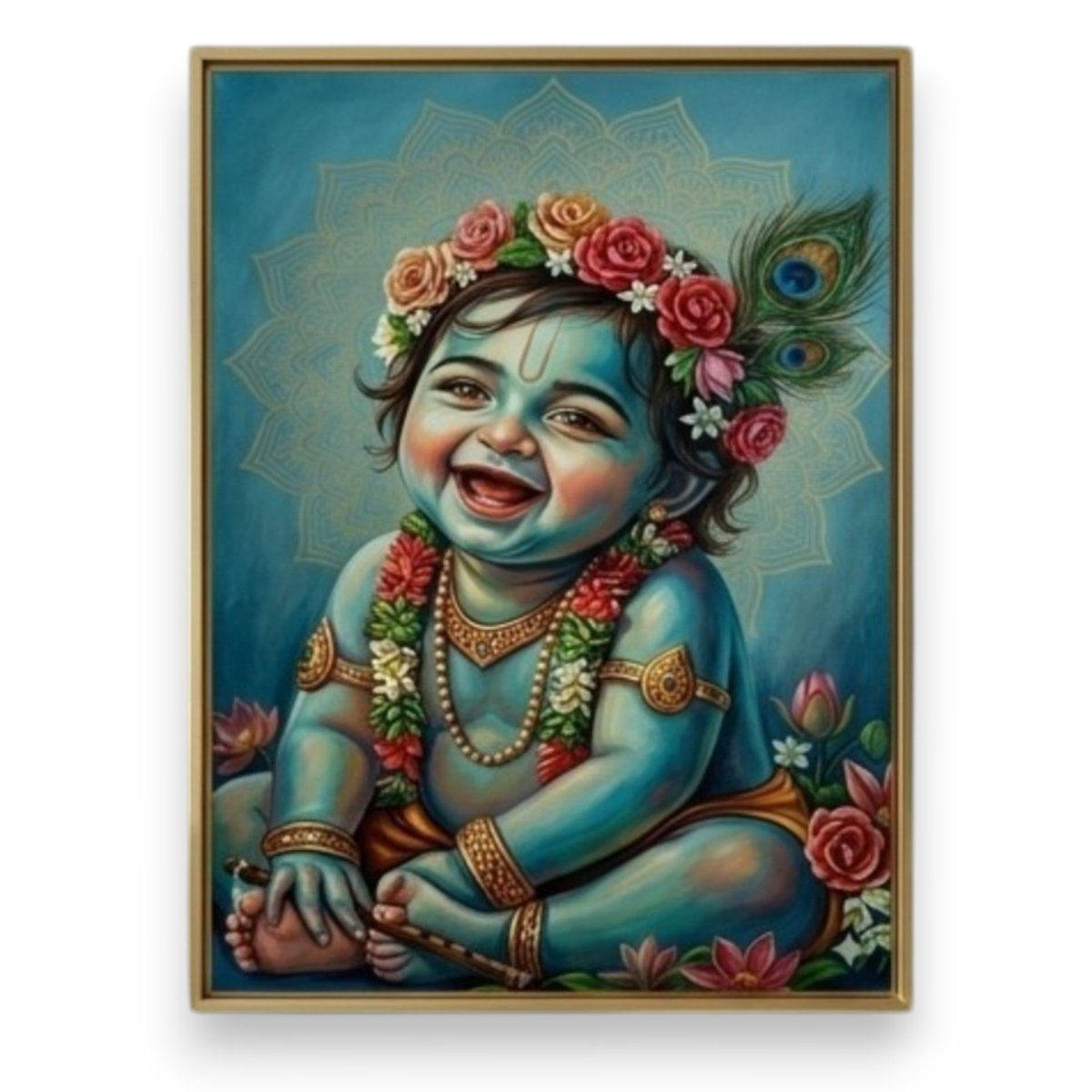 Ananda Kanhaiya: Krishana's Radiant Joy: Childhood Divinity in Full Bloom (24 x 36 Inches)