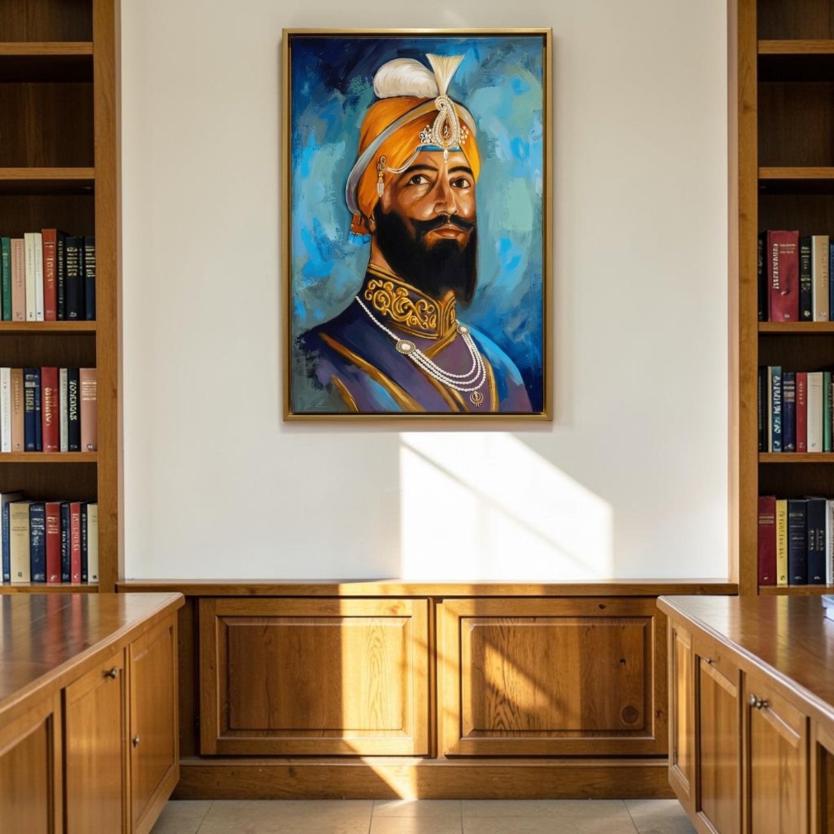 Anandpur’s Vision: Divine Guru Gobind Singh Ji Spiritual Painting (24 x 36 Inches)