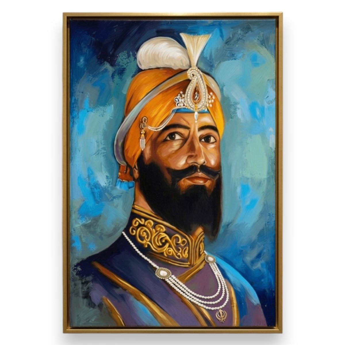Anandpur’s Vision: Divine Guru Gobind Singh Ji Spiritual Painting (24 x 36 Inches)