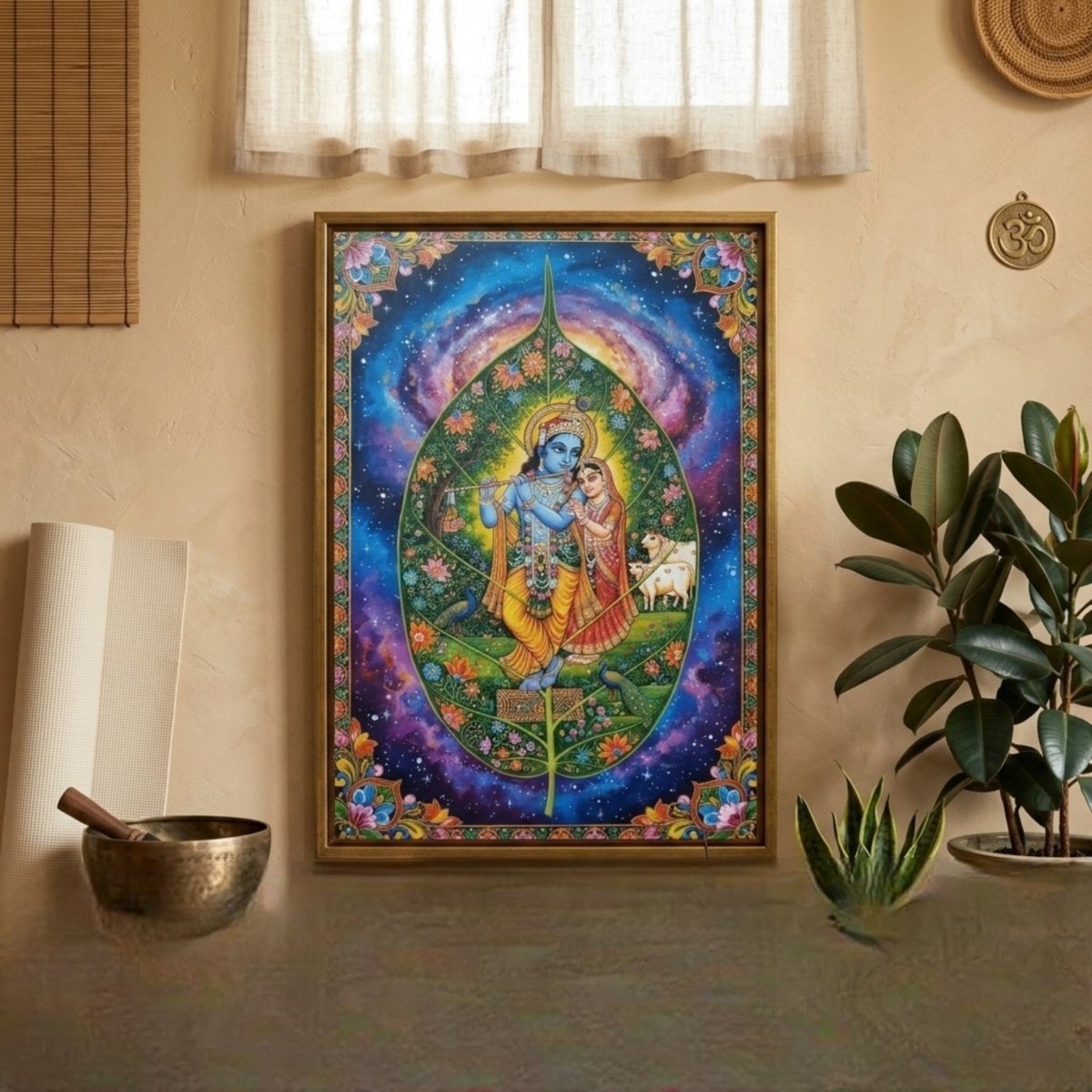 Ananta Radha - Krishna - Patra: The Flute - Player and His Beloved (24 x 36 Inches)