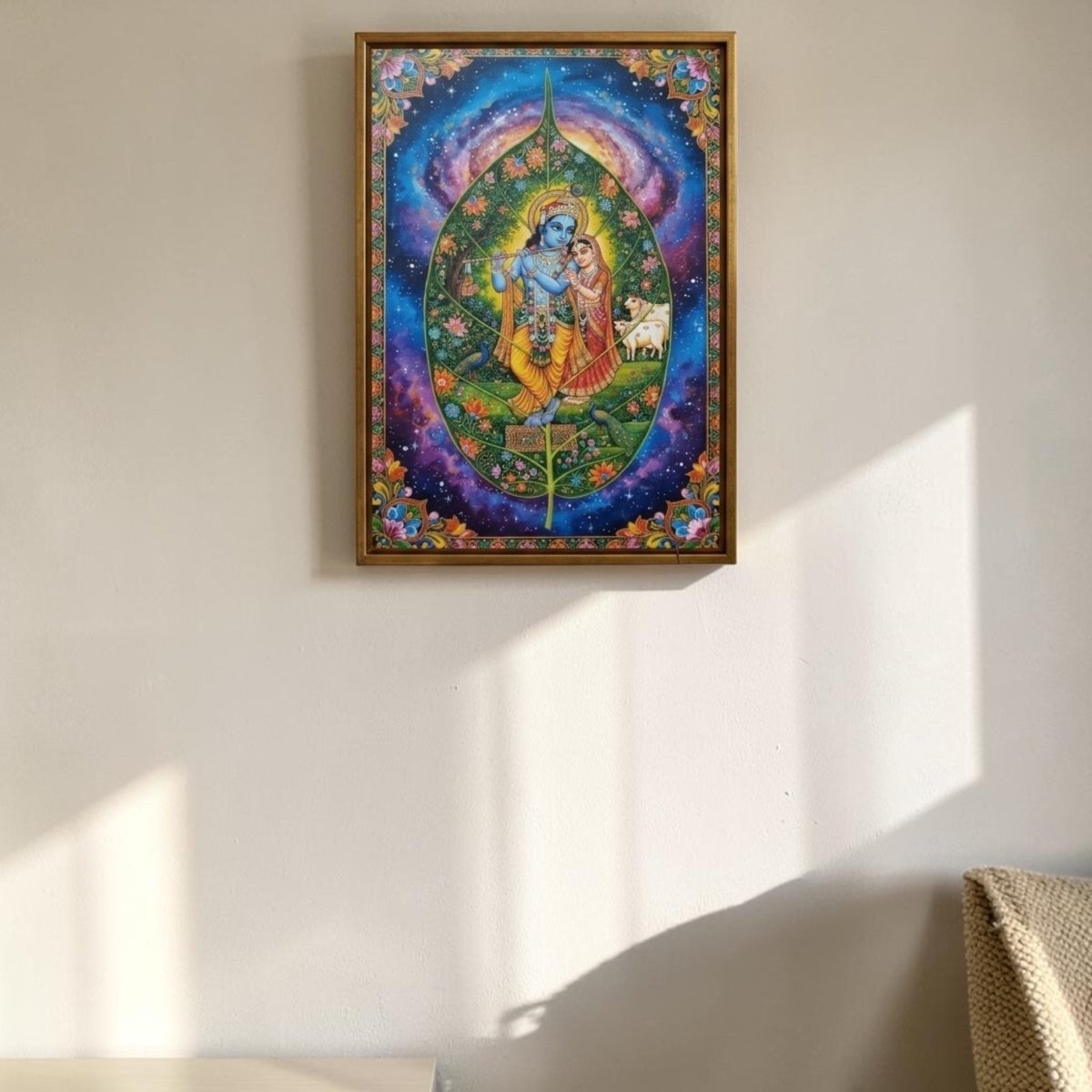 Ananta Radha - Krishna - Patra: The Flute - Player and His Beloved (24 x 36 Inches)