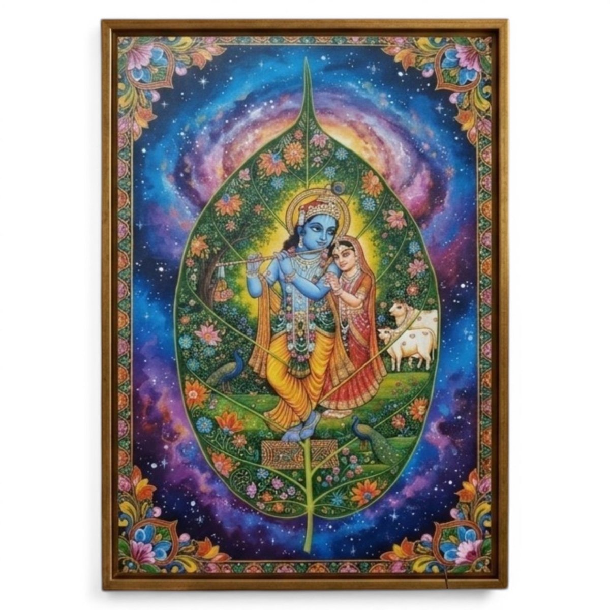 Ananta Radha - Krishna - Patra: The Flute - Player and His Beloved (24 x 36 Inches)