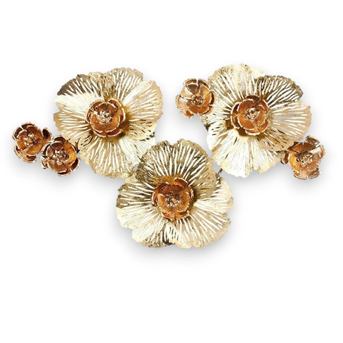 Antiqued Gold Floral Wall Sculpture (125 x 78 cm)