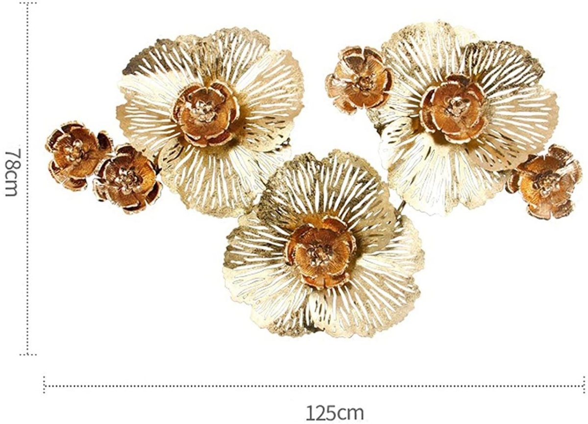 Antiqued Gold Floral Wall Sculpture (125 x 78 cm)