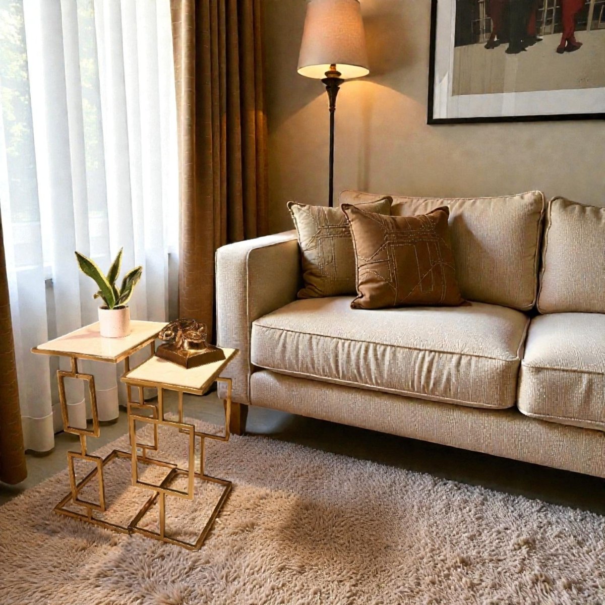 Apollo Faux Marble Nesting C - Table (set of 2)