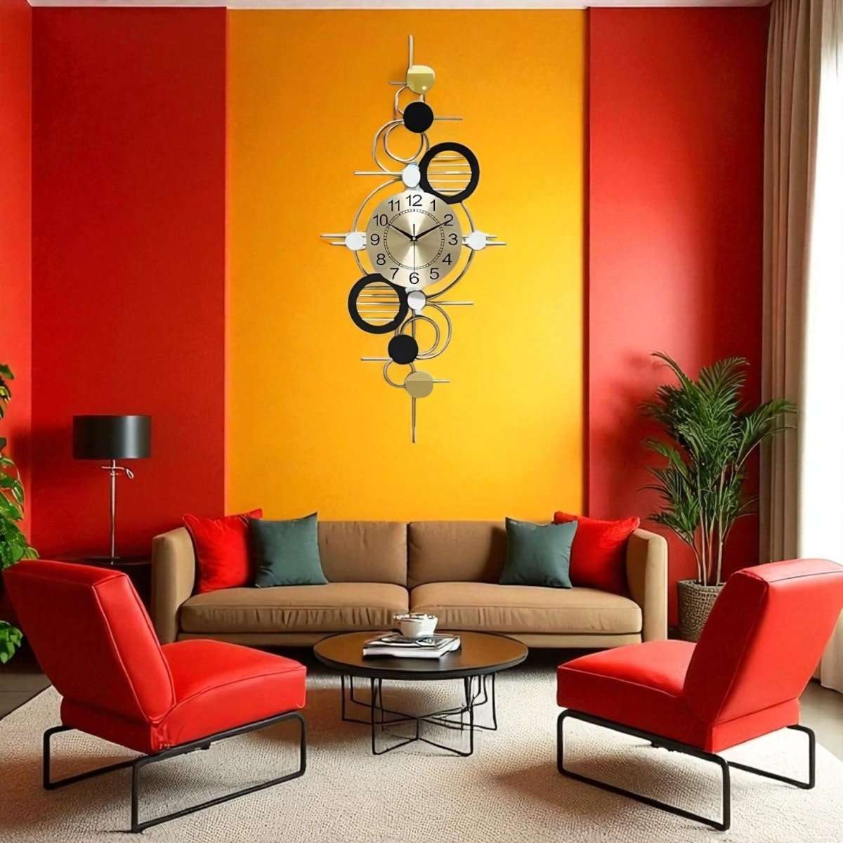 Architectural Deco Wall Clock (36 x 18 Inches)