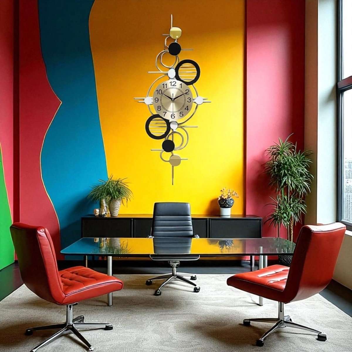 Architectural Deco Wall Clock (36 x 18 Inches)