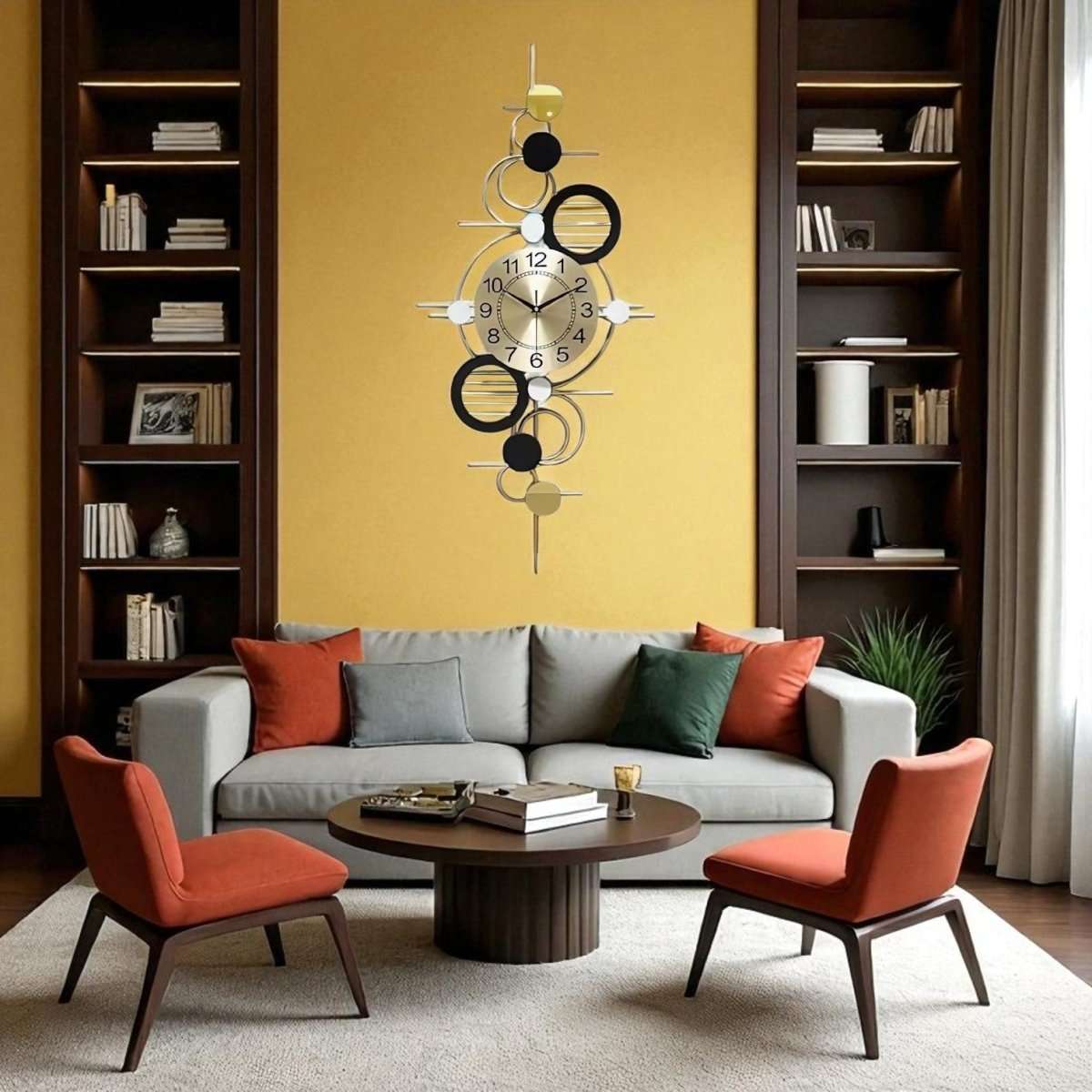 Architectural Deco Wall Clock (36 x 18 Inches)