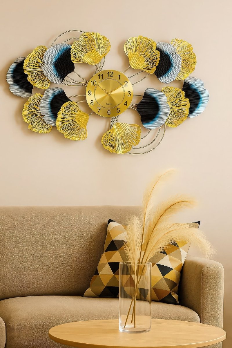 Art Deco Ginkgo Wall Clock (44 x 25 Inches)