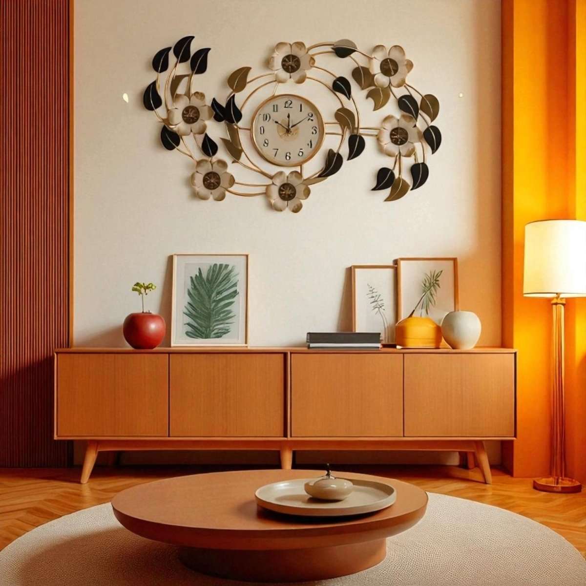 Artisan Gold Leaf & Petal Clock (48 x 23.5 Inches)