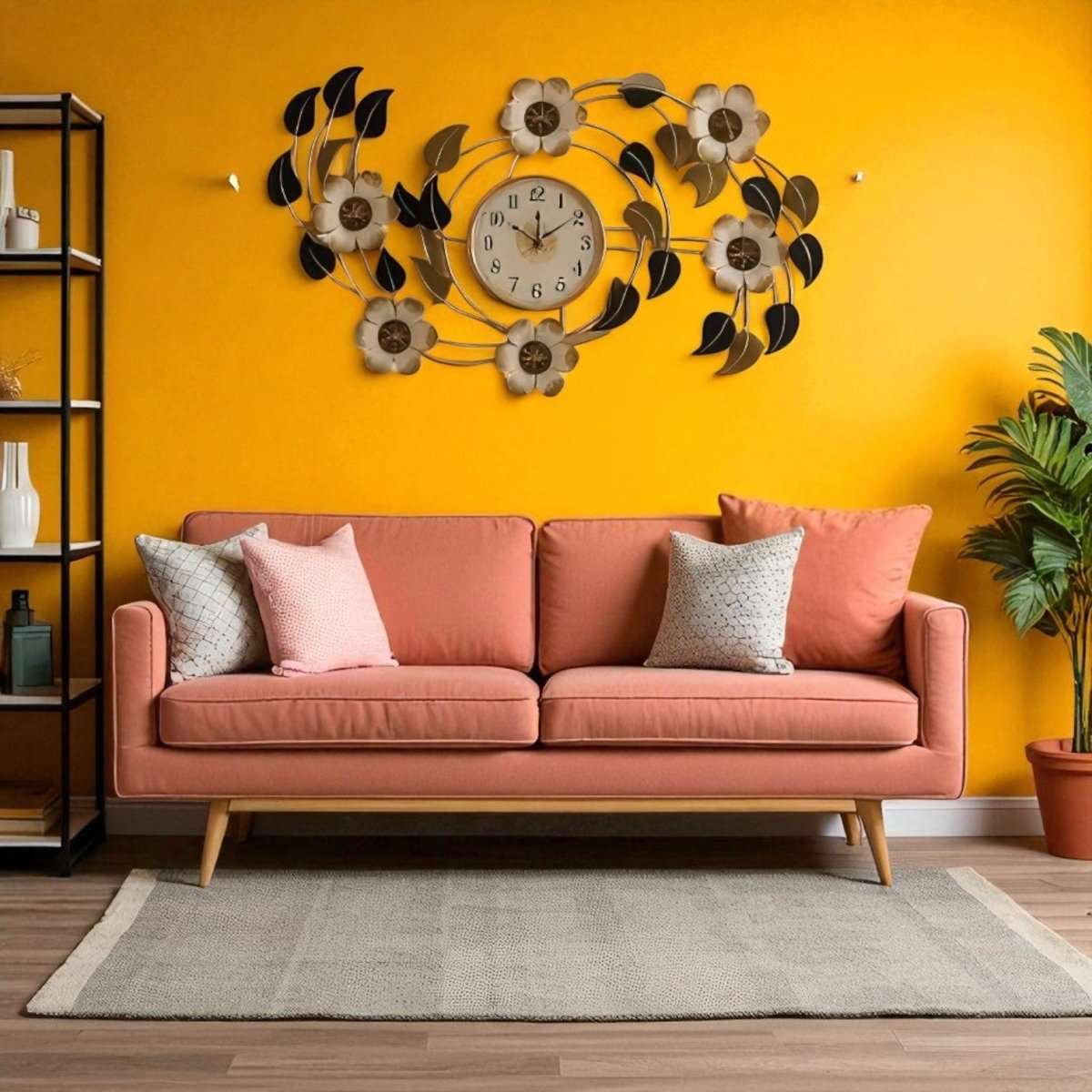 Artisan Gold Leaf & Petal Clock (48 x 23.5 Inches)