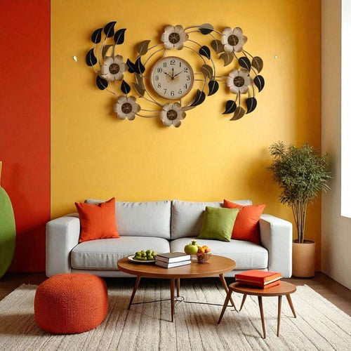 Artisan Gold Leaf & Petal Clock (48 x 23.5 Inches)