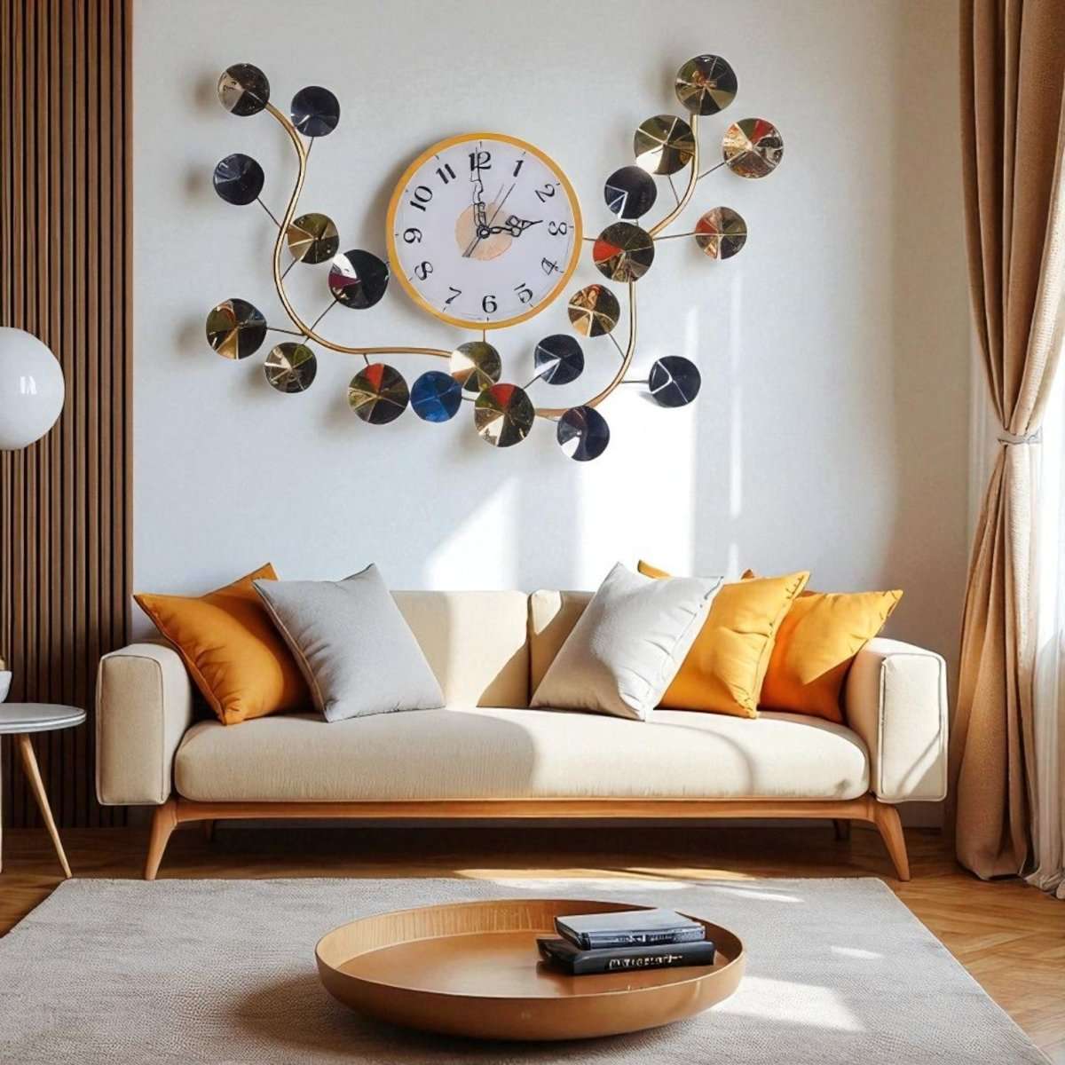 Aura Gold Sunburst Wall Clock (28.8 x 19.7 Inches)