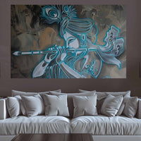 Thumbnail for Azure Dreams: Krishna Canvas Wall Painting (36 x 24 Inches)