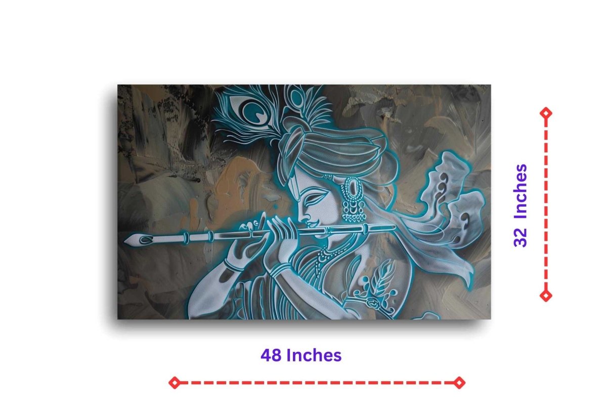 Azure Dreams: Krishna Canvas Wall Painting (36 x 24 Inches)