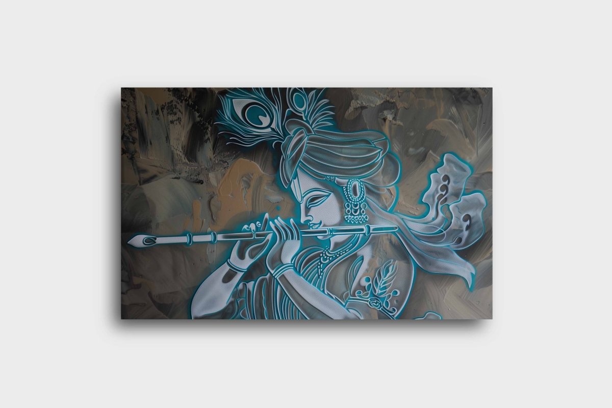 Azure Dreams: Krishna Canvas Wall Painting (36 x 24 Inches)