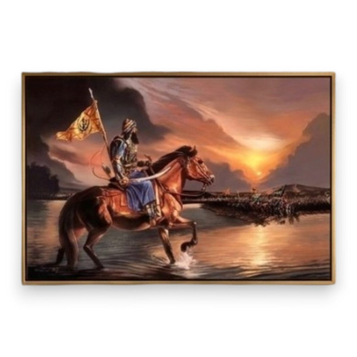 Banda Singh Bahadur: Kesari Nishan Sahib: The Eternal General on Horseback (24 x 36 Inches)