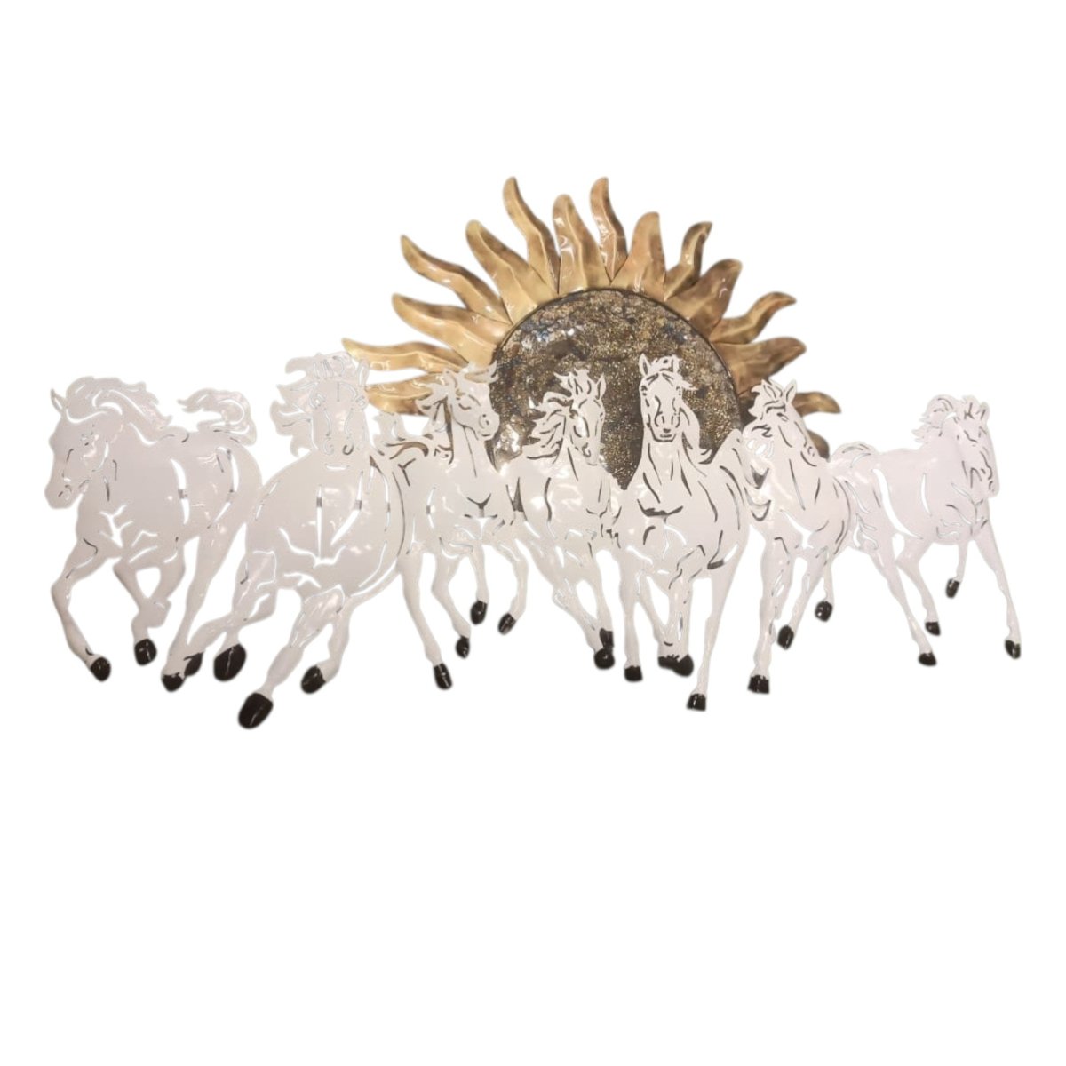 Big wall coverage Backlit 7 White Horses with Sun (55 x 34 Inches)