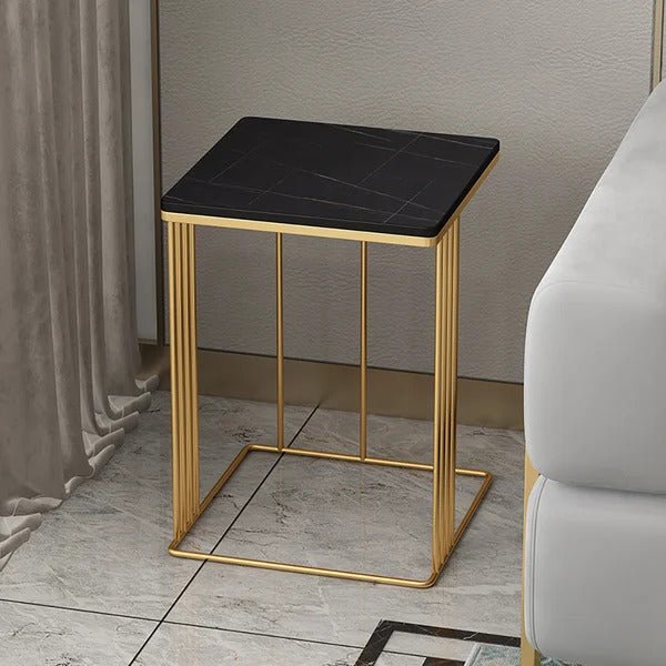 Black and Gold Marble Top Side Table