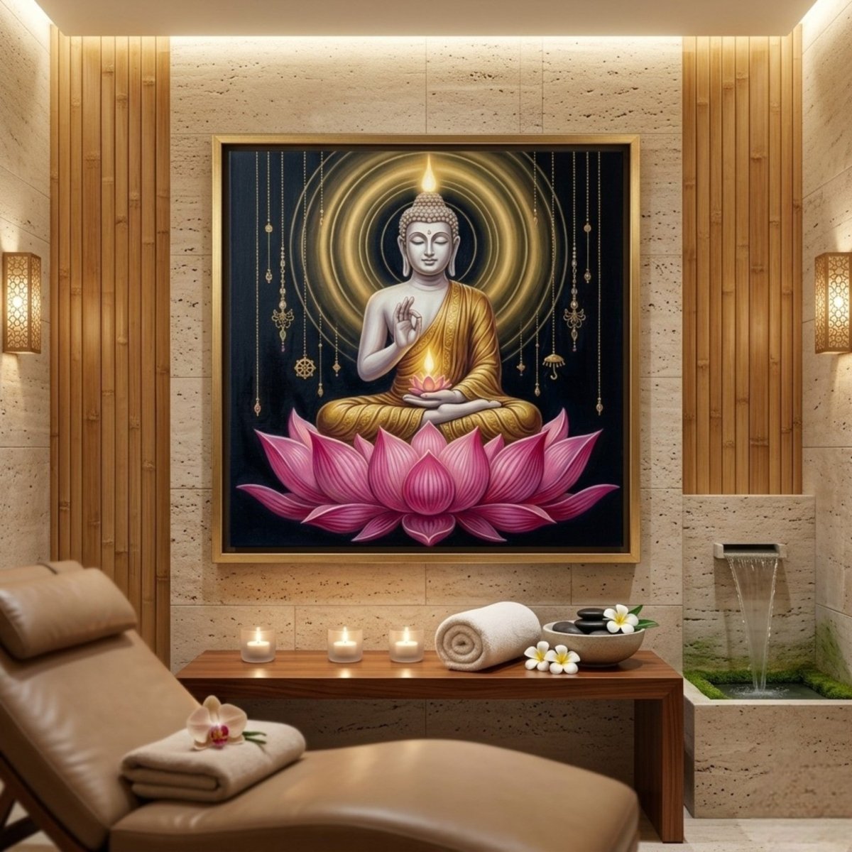 Bodhi Deepam: Shwetambara Buddha (36 x 36 Inches)