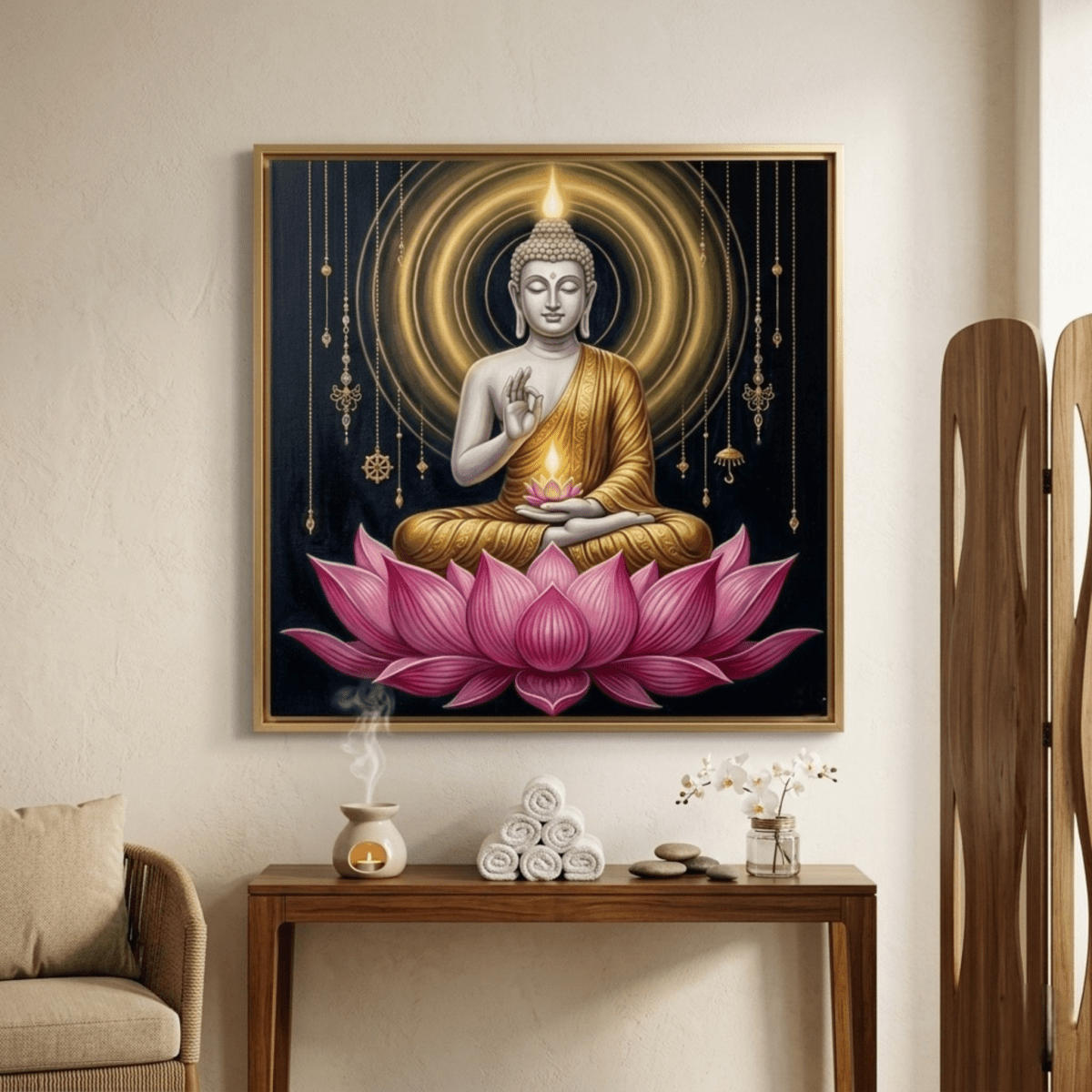 Bodhi Deepam: Shwetambara Buddha (36 x 36 Inches)
