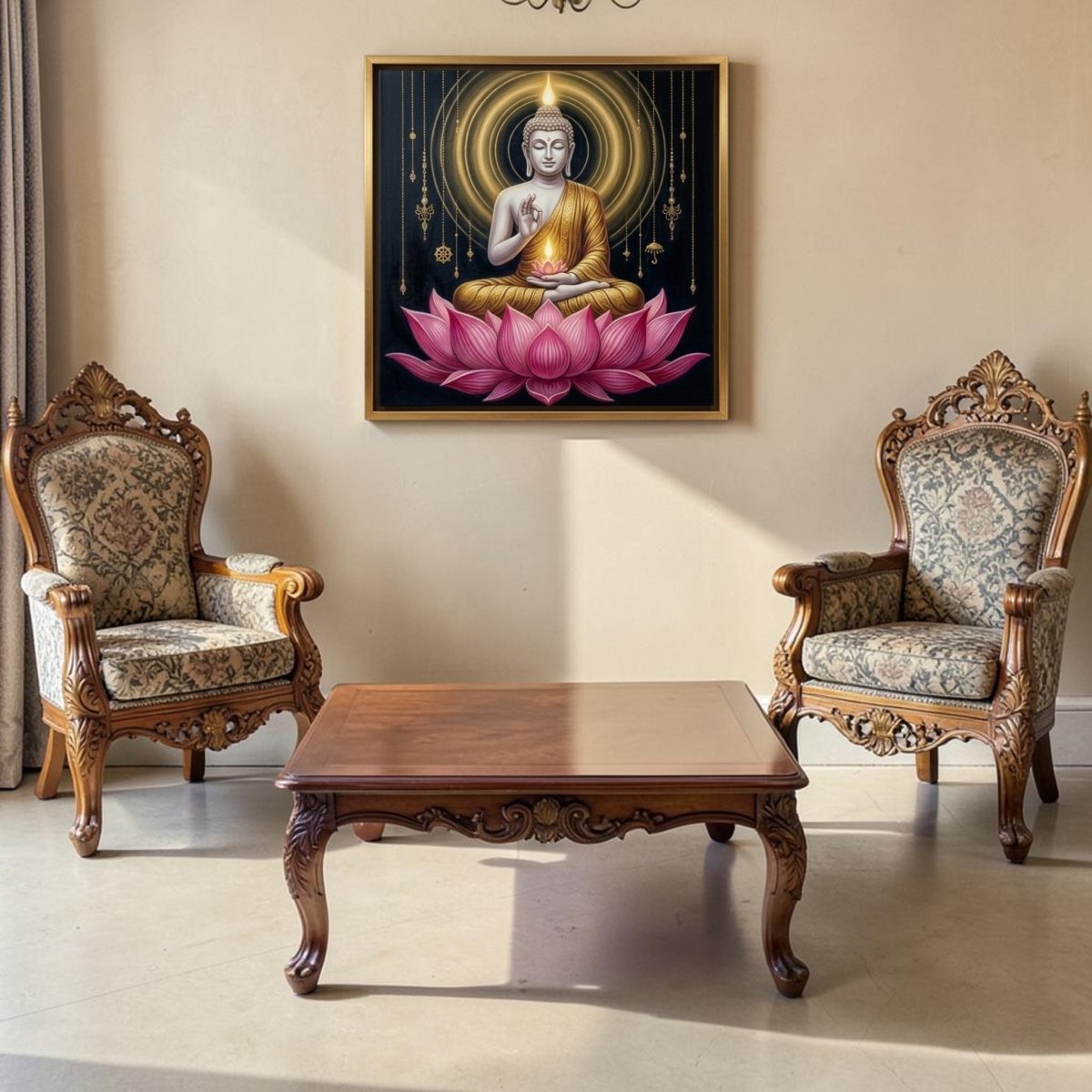Bodhi Deepam: Shwetambara Buddha (36 x 36 Inches)