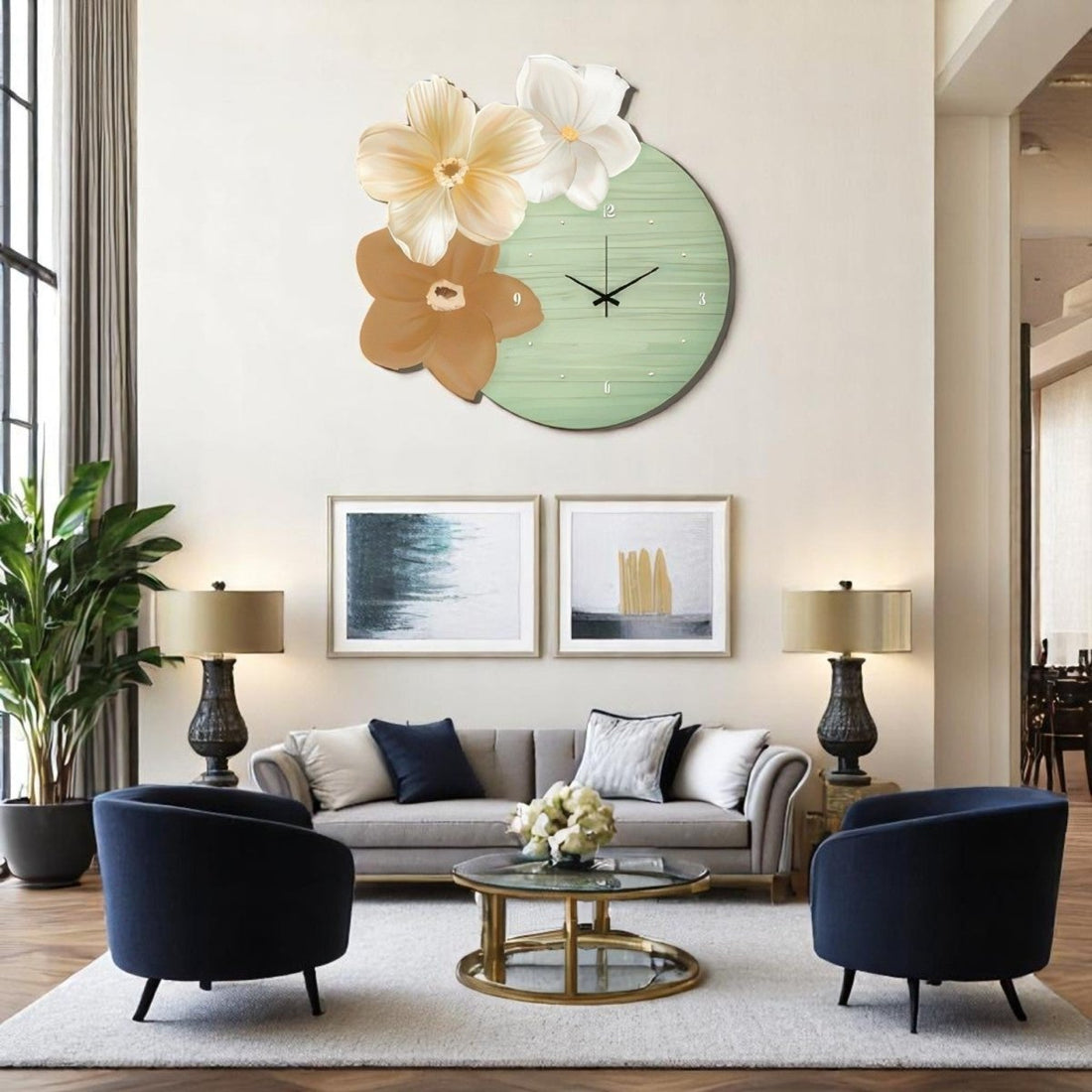 Botanical Beauty Wall Art Clock (Dia 60 CM)