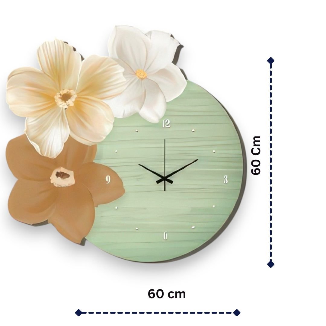 Botanical Beauty Wall Art Clock (Dia 60 CM)