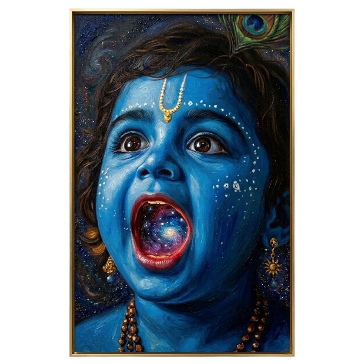 Brahmand in a Bite: Little Krishna’s Infinite Mouth Canvas (24 x 36 Inches)