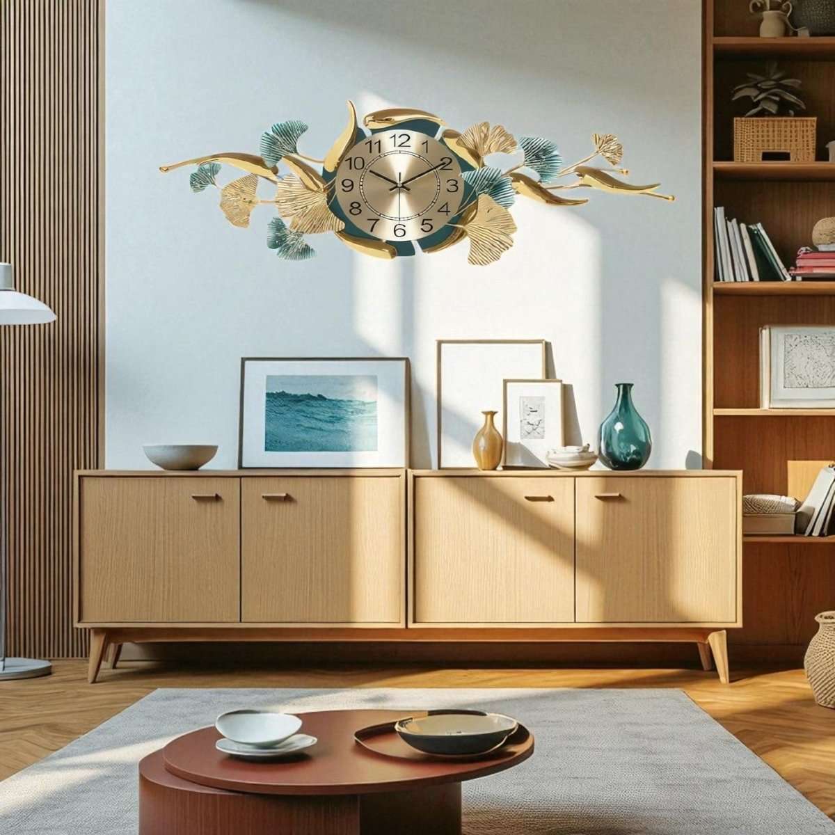 Celestial Ginkgo Timekeeper Wall Clock (43 x 15 Inches)