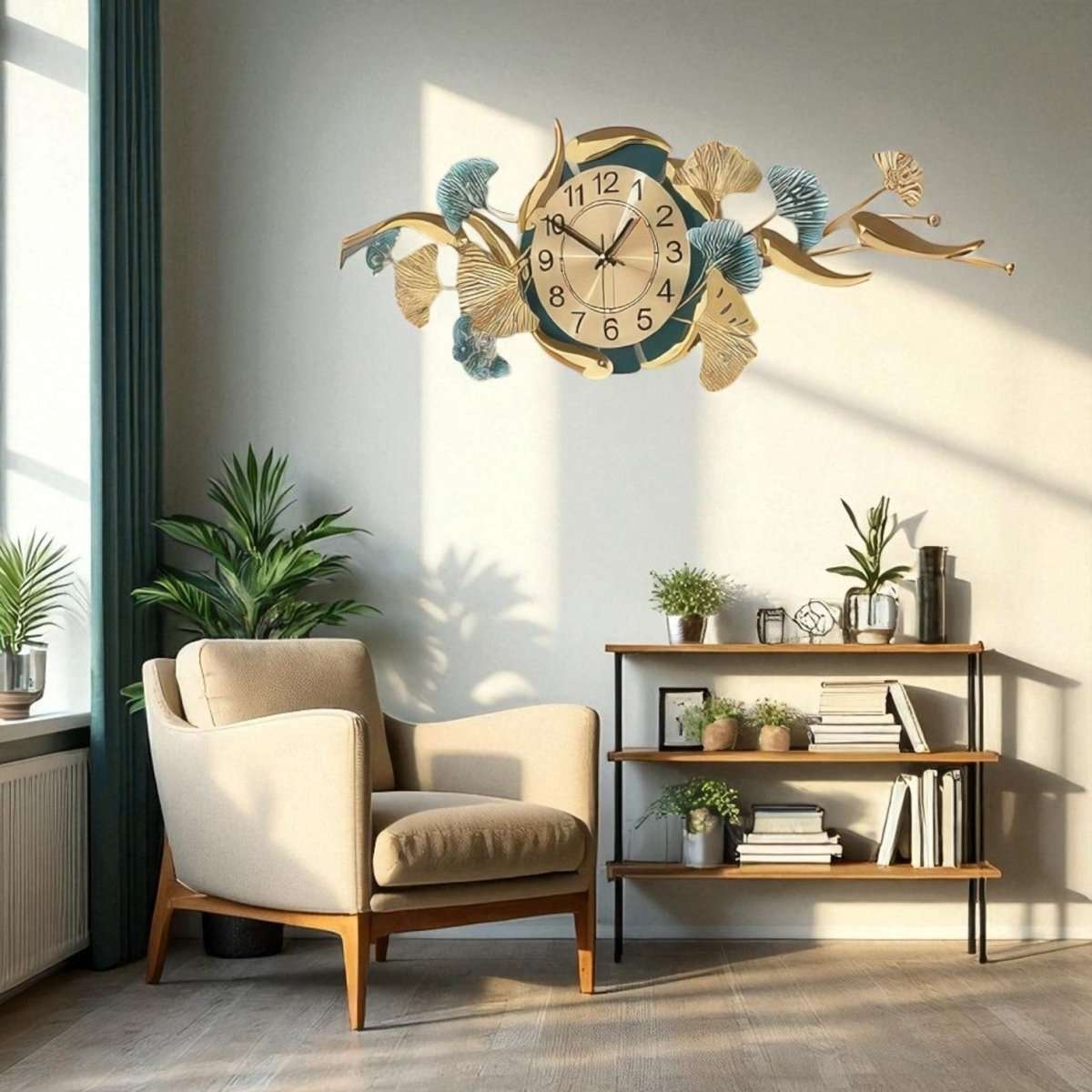 Celestial Ginkgo Timekeeper Wall Clock (43 x 15 Inches)
