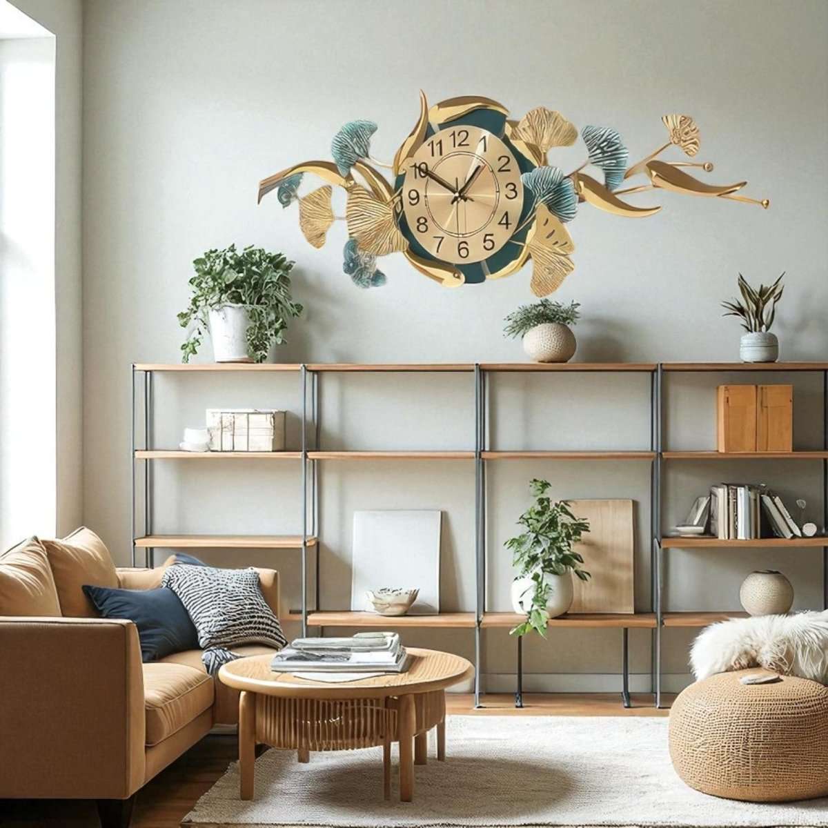 Celestial Ginkgo Timekeeper Wall Clock (43 x 15 Inches)