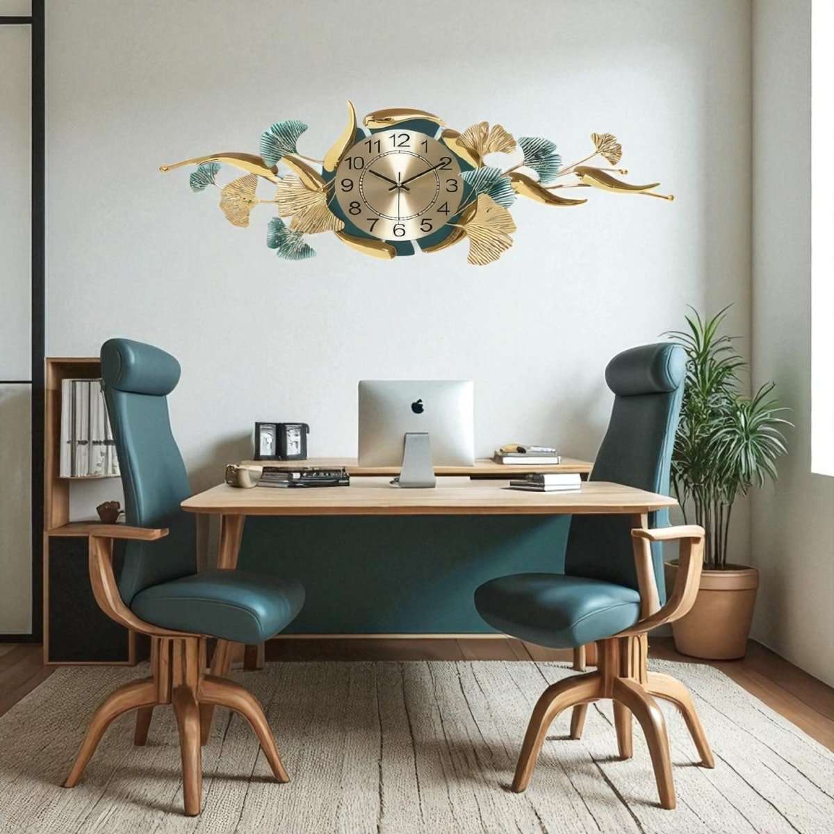 Celestial Ginkgo Timekeeper Wall Clock (43 x 15 Inches)