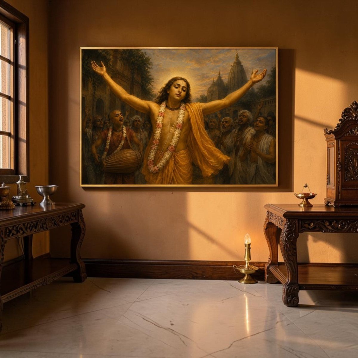 Chaitanya Mahaprabhu:Gauranga Prematarangini (The River of Golden Divine Love) (36 x 24 Inches)