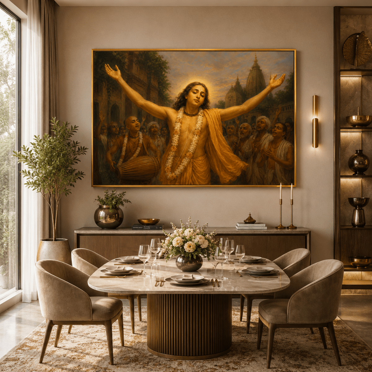 Chaitanya Mahaprabhu:Gauranga Prematarangini (The River of Golden Divine Love) (36 x 24 Inches)