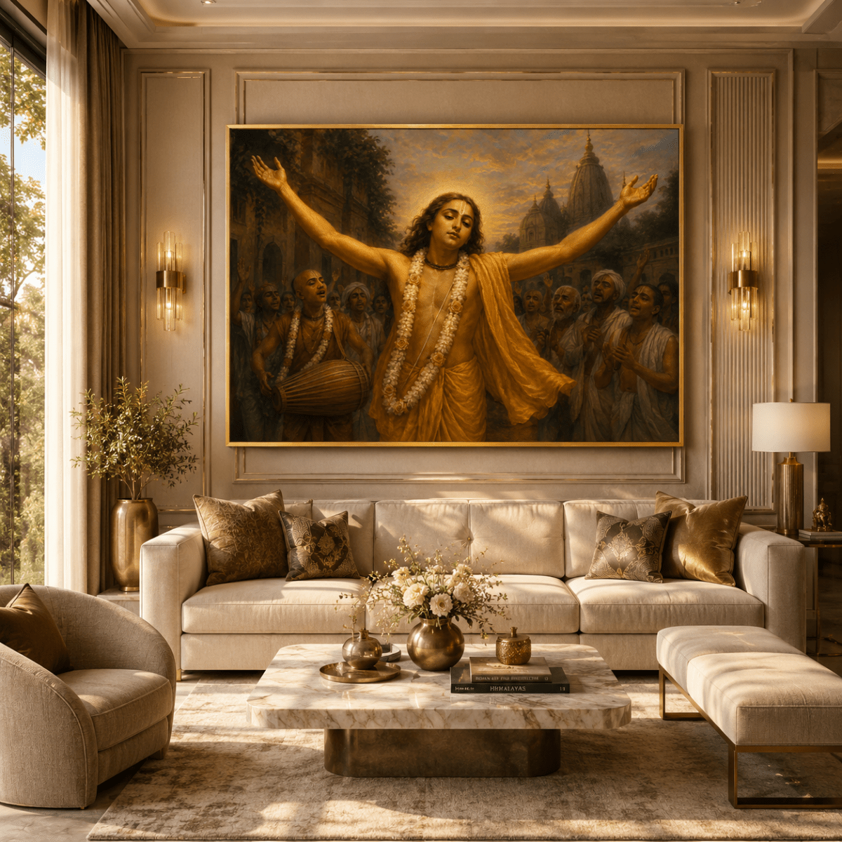 Chaitanya Mahaprabhu:Gauranga Prematarangini (The River of Golden Divine Love) (36 x 24 Inches)