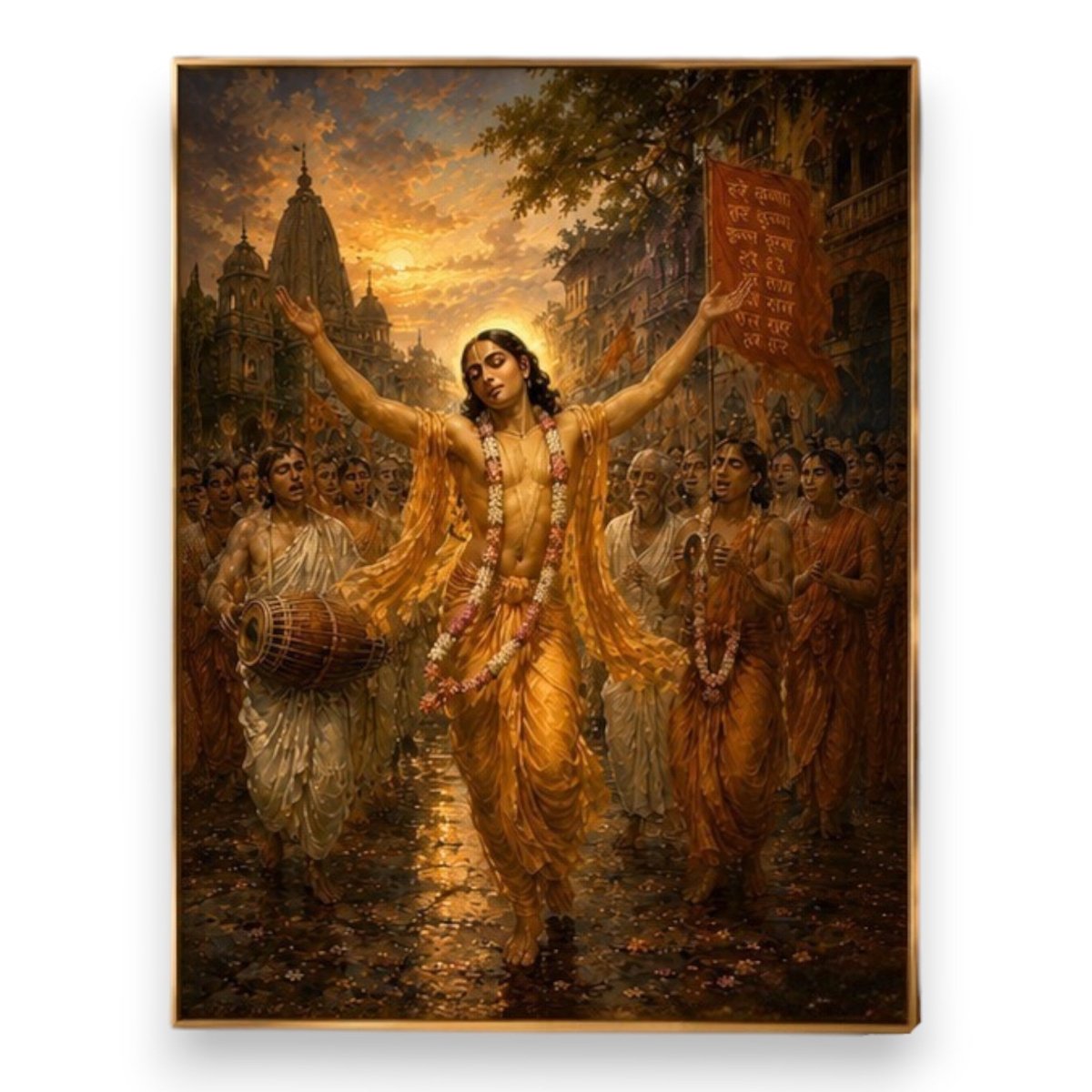 Chaitanya Mahaprabhu:Nadiya’s Golden Dawn:The Rhythm of Devotion (24 x 36 Inches)