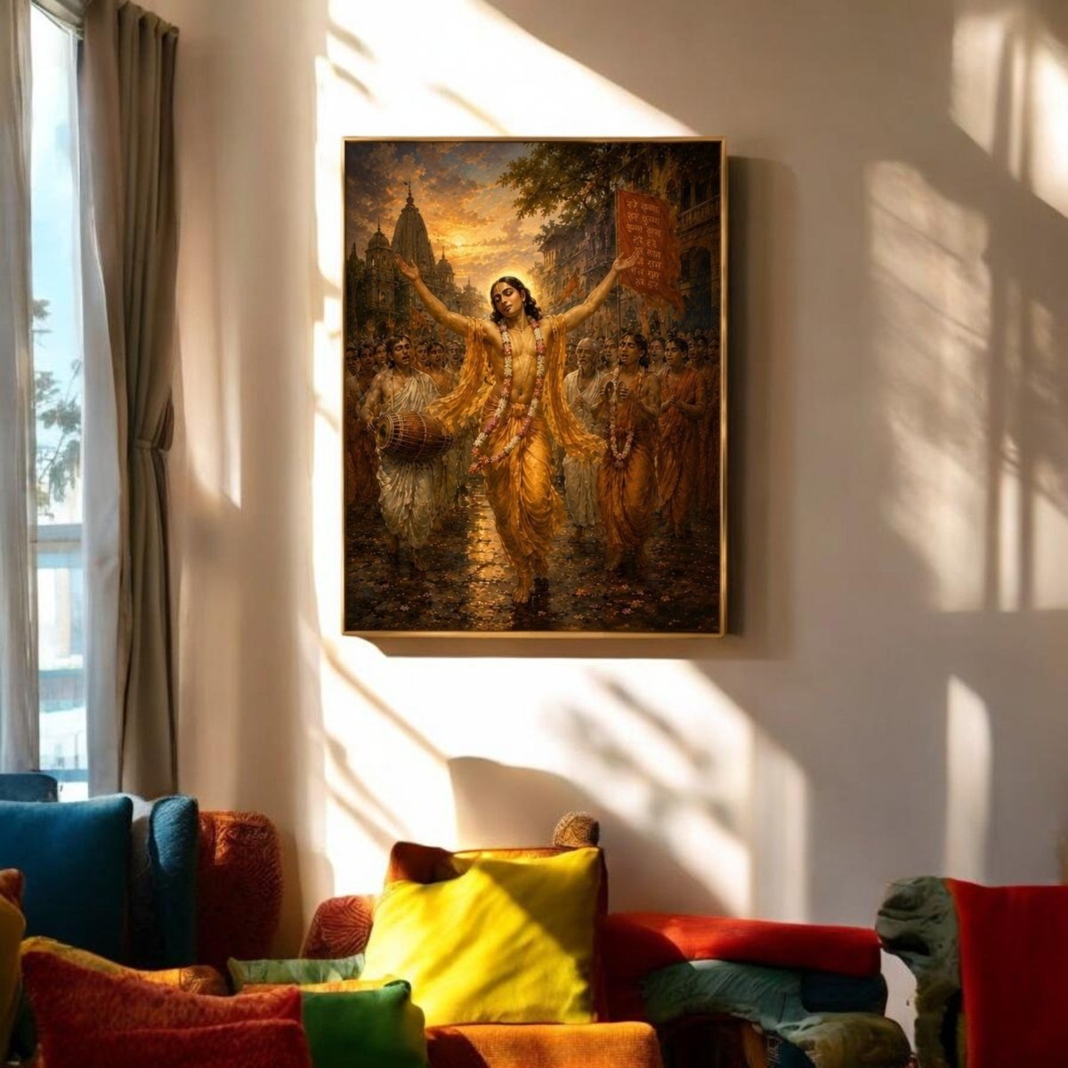 Chaitanya Mahaprabhu:Nadiya’s Golden Dawn:The Rhythm of Devotion (24 x 36 Inches)
