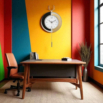 Chic Gold & Black Deer Pendulum Clock (29.5 x 14.9 Inches)