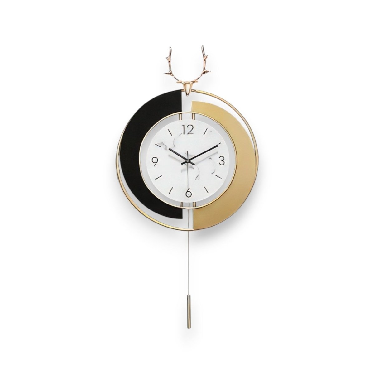 Chic Gold & Black Deer Pendulum Clock (29.5 x 14.9 Inches)