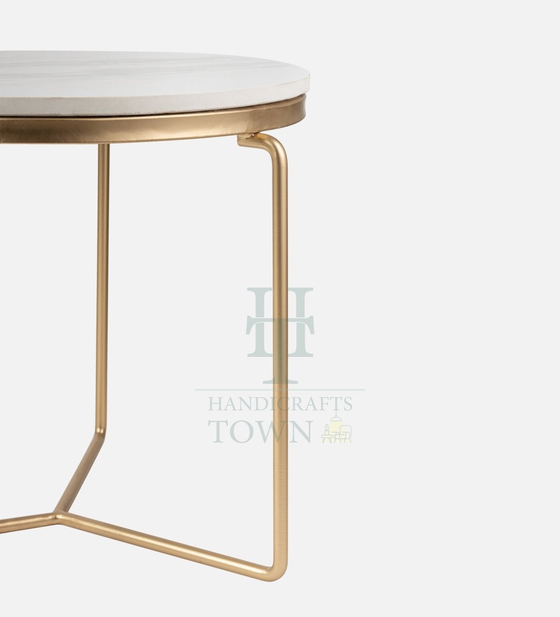 Chic Nesting Coffee Tables: Rectangular White Marble Tops & Gold Frames