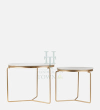 Thumbnail for Chic Nesting Coffee Tables: Rectangular White Marble Tops & Gold Frames