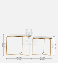 Thumbnail for Chic Nesting Coffee Tables: Rectangular White Marble Tops & Gold Frames