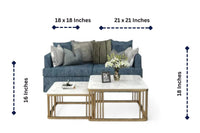 Thumbnail for Chic Nesting Tables: Square Golden Metal Frame with Marble Tops